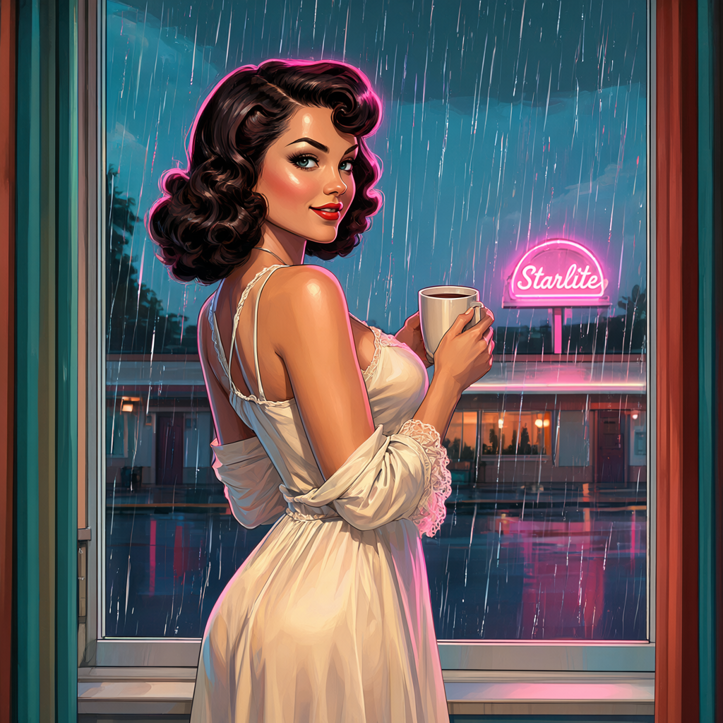 Melissa Launay pin-up: Neon Rain