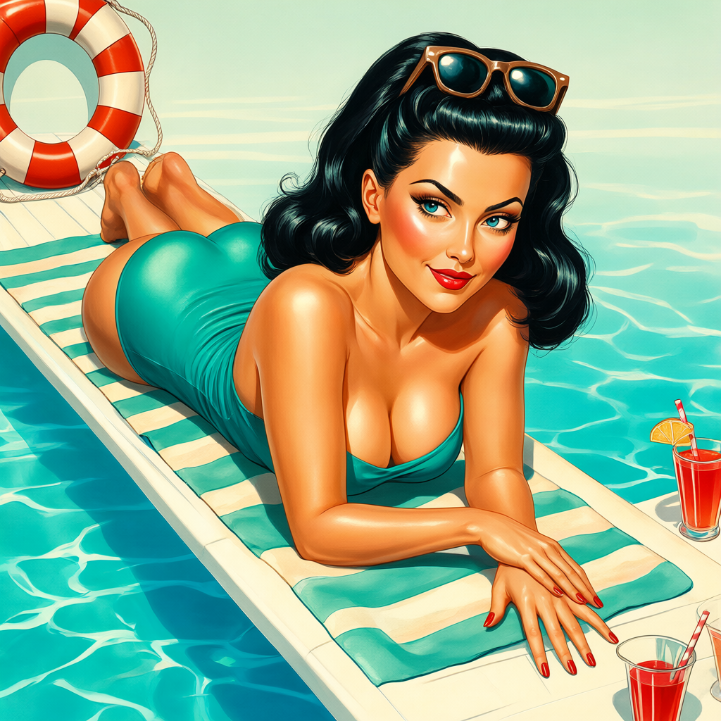 Melissa Launay pin-up: The Diving Board