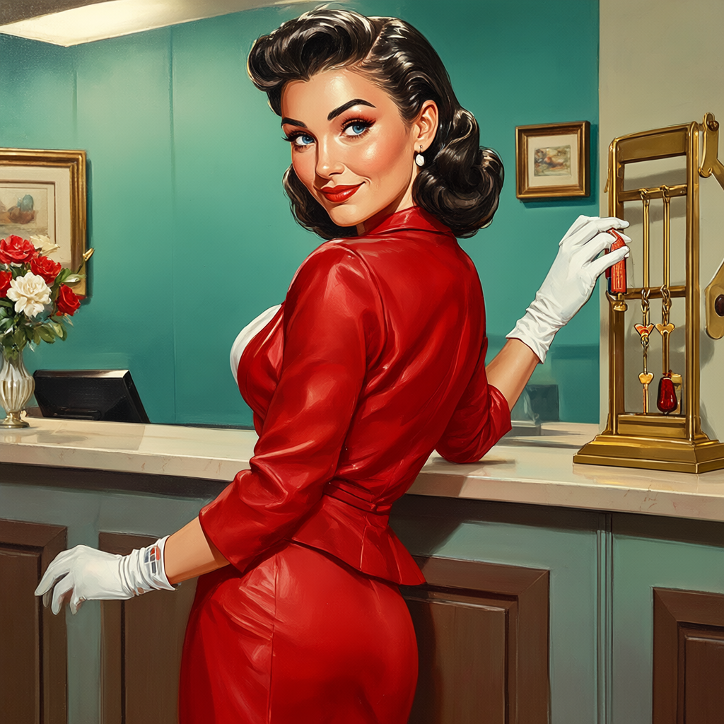 Melissa Launay pin-up: The Registration Desk