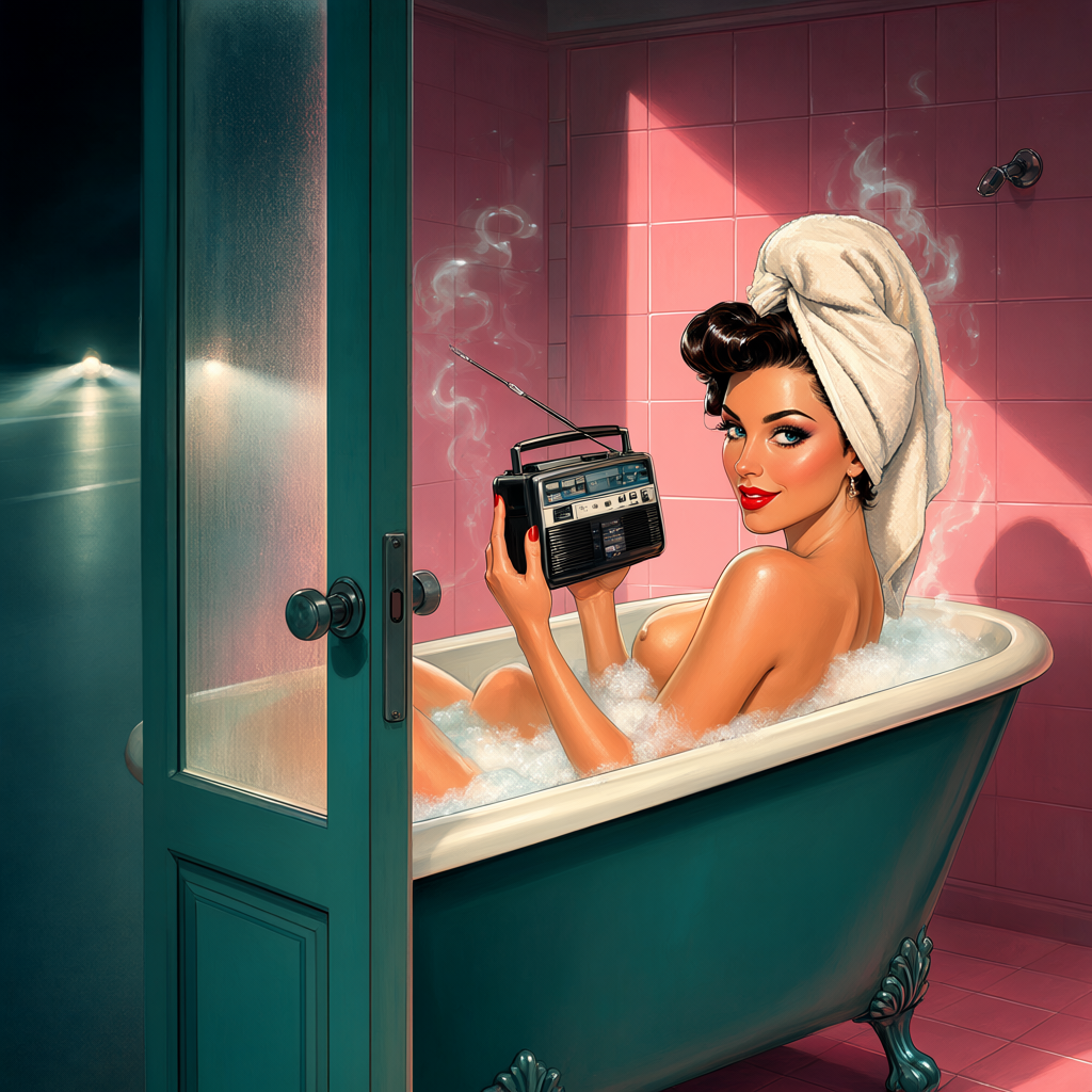 Melissa Launay noir pin-up: The Bubble Bath
