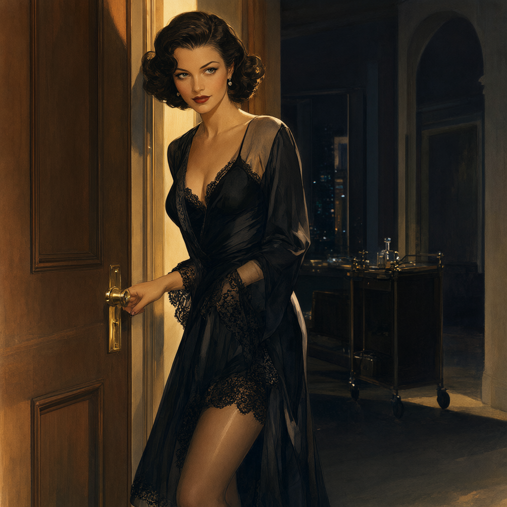 Alberto Vargas noir pin-up: The Doorway